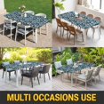 thumbnail image 5 of Navy Blue Spring Floral Table Cloths for 6 Foot Rectangle Tables, Farmhouse Flowers Elegant Pastoral Patio Waterproof Elastic Fitted Tablecloths, Washable Rectangular Table Cover for Camping, 5 of 8