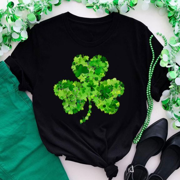 JIAYUE St Patricks Day Tops For Boys Girls Cartoon Print Short Sleeve Crew Neck Pull-On Lightweight T Shirt For Child Holiday Soft Comfy Wear