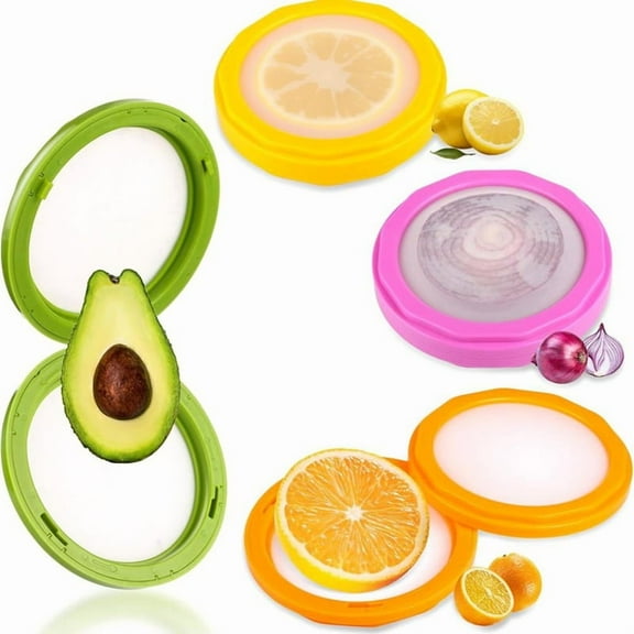 4pcs Silicone Fruit Storage Containers, Reusable Fresh Food Savers Fruit and Vegetable Storage Box