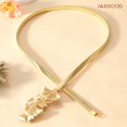 thumbnail image 2 of JASGOOD Womens Elastic Thin Metal Waist Belt, Stretch Chain Belt for Dresses, Skinny Rhinestone Adjustable Waistband Gold, 2 of 6