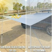 DANCHEL OUTDOOR Portable Suction Cups Car Awning 7.7lbs, Needn't Roof Rack Hardwares, Waterproof Vehicle Tarp Camper Awning Truck SUV Overlanding Accessories (Gray,6.5ftx9.8ft)