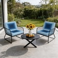 thumbnail image 6 of Outdoor Patio Cushion Covers 4 Pack Navy Blue Gradient Squares Patio Chair Cushion Covers with Ties and Zipper Layered Geometric Waterproof Outdoor Seat Cushion Covers for Patio Furniture 22"x20", 6 of 9