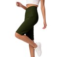thumbnail image 5 of Vivianyn HD Women's High Waisted Bermuda Shorts, Cross Over Waistband Slim Fit Casual Knee Length Bottoms,Green,Size S-XXL, 5 of 7