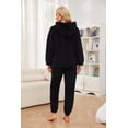 thumbnail image 3 of HEARTNICE Womens Hooded Pajama Set, Soft Plush Sleepwear with Pockets Fluffy Fuzzy Pjs Sets,(Black+Dark Grey,2XL), 3 of 5