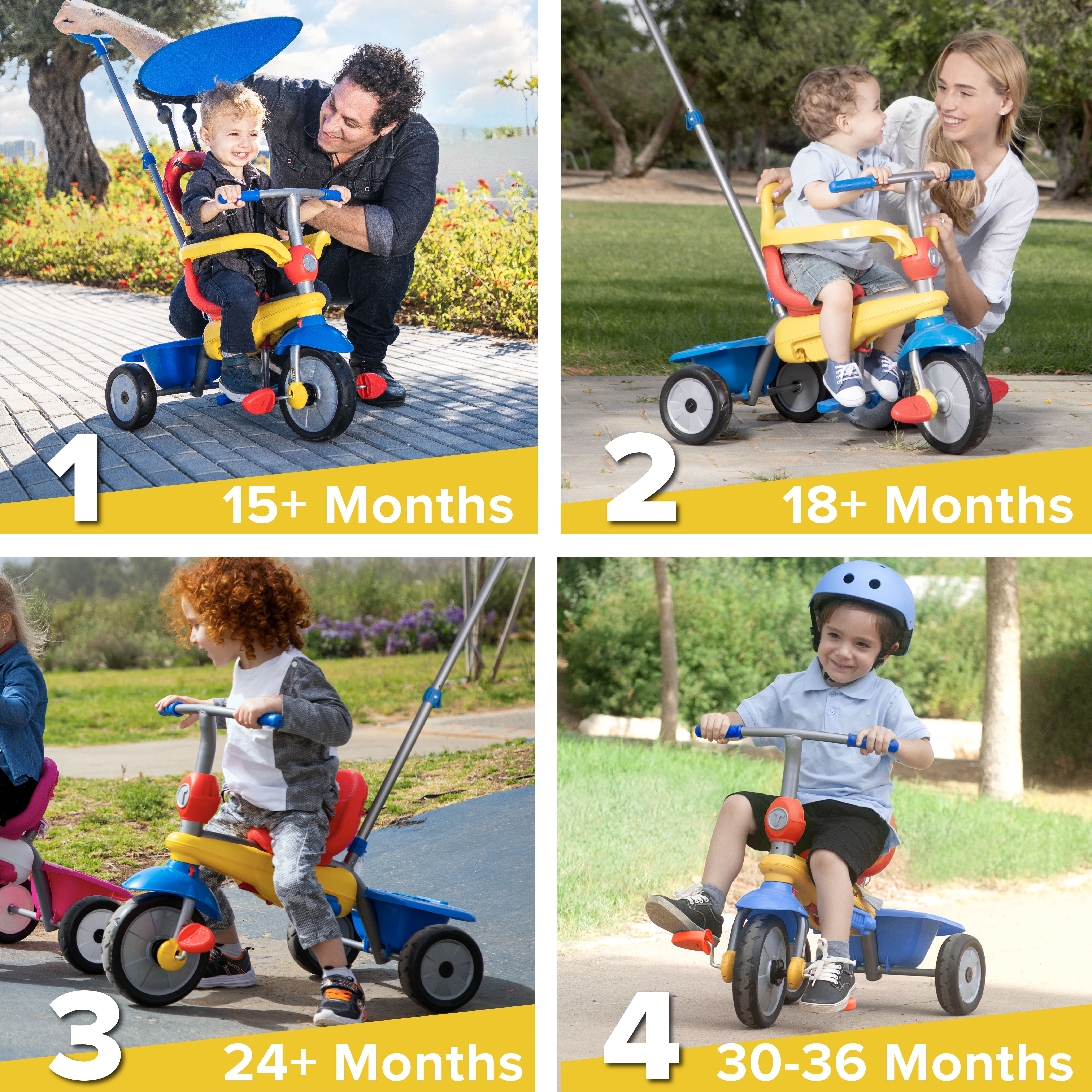smarTrike Zoom 4 in 1 Baby Toddler Trike Tricycle Toy for 15 36 Mo