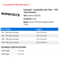 thumbnail image 2 of Camshaft - Compatible with 1984 - 1995 Jeep Cherokee 1985 1986 1987 1988 1989 1990 1991 1992 1993 1994, 2 of 2
