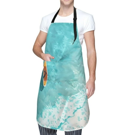 

Cauagu Tranquil Ocean Canoe Journey Aprons with Pockets Waterproof Apron for Women Kitchen Cooking Apron Adjustable Bib Aprons Chef Apron for Cooking Drawing Crafting