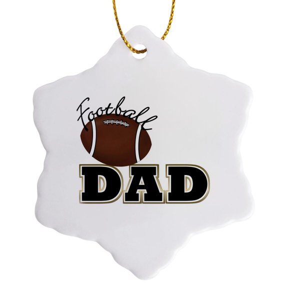 3drose, Football Dad Football, 3 inch Snowflake Porcelain Ornament