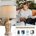 thumbnail image 6 of Oneach 3 Way Dimmable Resin Table Lamp Set of 2 with 2 USB Ports for Bedroom Living Room 21.75" Vintage Rustic Farmhouse Touch Control Bedside Nightstand Lamps(2 Bulbs), 6 of 10