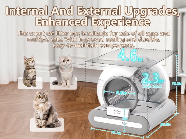 DOEL Self Cleaning Smart Cat Litter Box, 65L Automatic Cat Litter Box with APP Control and Integrated Safety Protection