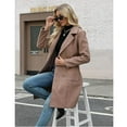 thumbnail image 4 of PUWEI Women's Casual Lapel Collar Wool Coat Double Breasted Elegant Peacoat with Pockets, 4 of 7