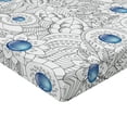 thumbnail image 2 of Ambesonne Floral Fitted Sheet, Flowers with Blue Dots, Twin Size, Black White Blue, 2 of 3