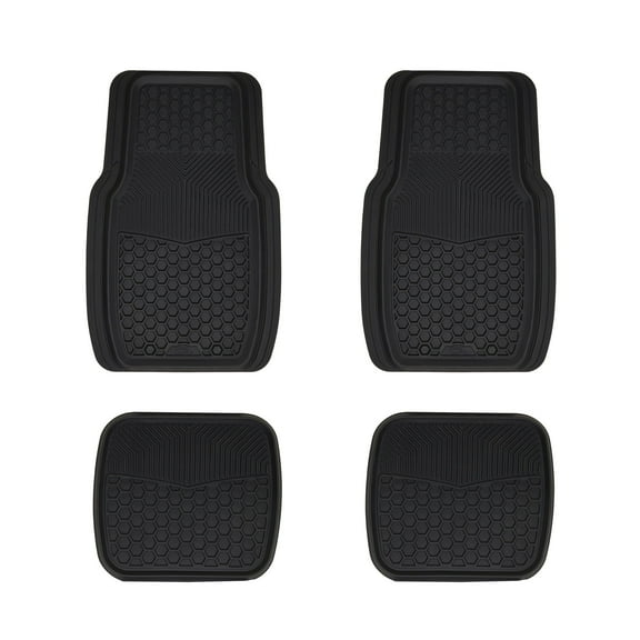 Custom Accessories Car Floor Mats Heavy-Duty 4-Piece Black