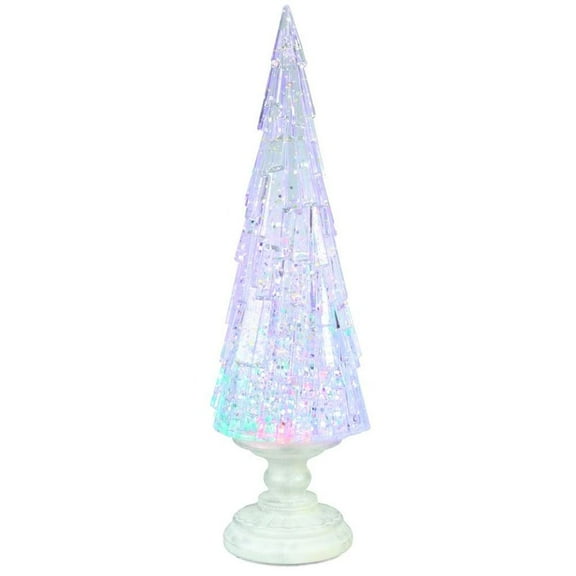 Kurt Adler 17.25-Inch Battery Operated USB LED Lighted Christmas Tree Lantern with Spinning Glitter Water