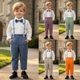 thumbnail image 6 of Boy Suit Baby Boy Formal Outfit Set with Shirt Bow Tie Suspenders Pants for Wedding Party Size 6-7 Years, 6 of 7