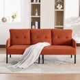 thumbnail image 2 of S-HOME Modern Plush Corduroy Upholstered Loveseat with Dual Side Pockets and Metal Legs, Sofa for Apartment, Orange, 2 of 15