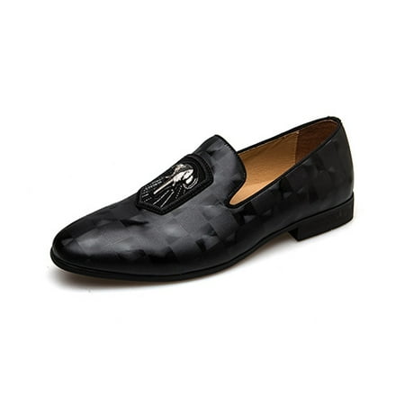 

Toyella All-match Height Increasing Men s Pointed Leather Shoes Slip-on Black US11