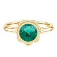 thumbnail image 4 of Rosec Jewels Lab Grown Emerald Flower Engagement Ring (1.7 Carat, AAAA Grade) - Bezel Set Emerald Ring - with Jewelry Box, 14K Yellow Gold, US 8.50, 4 of 8