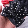 thumbnail image 6 of Fashion Street Dance PU Material Imitation Leather Rivet Dancing Gloves Women Gloves Half Finger Gloves Big Bow RED, 6 of 8