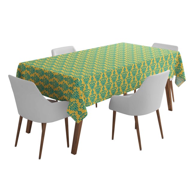 Vargottam Indoor/OutdoorTablecloth58x120 InchRectangleTablecloth Waterproof PatioTableCloths- Spring/SummerTableCovers for Backyard RectangularTable/BBQs/Picnic -Yellow4