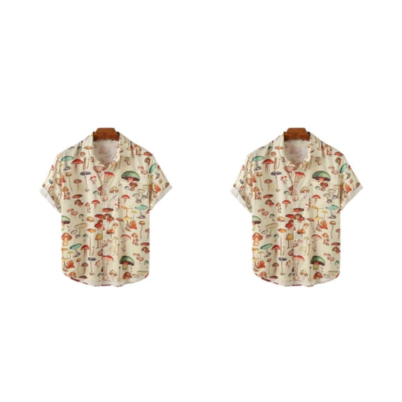 Camisa de manga corta Qarigey Mushroom cómoda para hombres adolescentes albaricoque XL