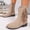 Beige, variant on BRGZLK Retro Fringe Mid-Calf Boots for Women Autumn Winter Solid Color Warm Faux Suede Chunky Heel Side Zipper Cozy Footwear Fashion Casual Shoes Brown 39