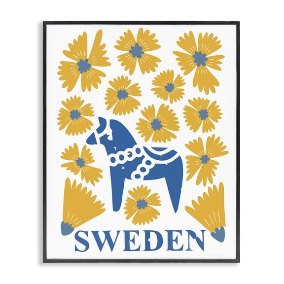Stupell Industries Eclectic Swedish Folk Flowers Black Framed Giclee Art, 11 x 14, by Omar Escalante