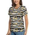 thumbnail image 2 of Vsdgher Gold Flamingo Women Shirts V Neck Short Sleeve Tops T-Shirt Basic Tees, S to 3XLXX-Large, 2 of 5