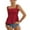 Wine, variant on gakvbuo Summer Tank Tops For Women'S Tie Shoulder Frill Shirred Ruffle Hem Sleeveless Strappy Cami Blouse Peplum Top