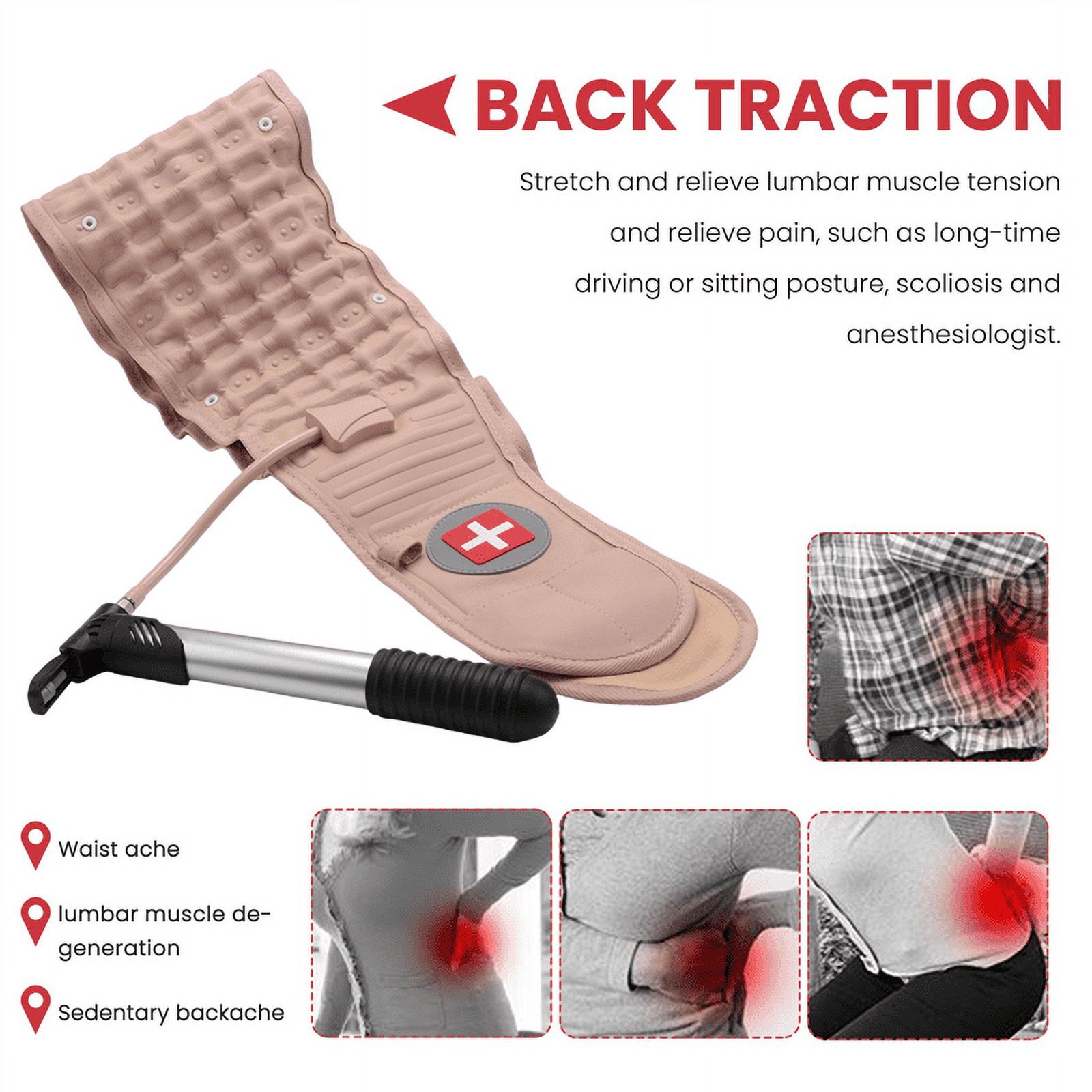 Back Decompression Belt Lumbar Support Back Waist Brace Spinal Traction Extender Size for 29-49 inches Waist Great Gift
