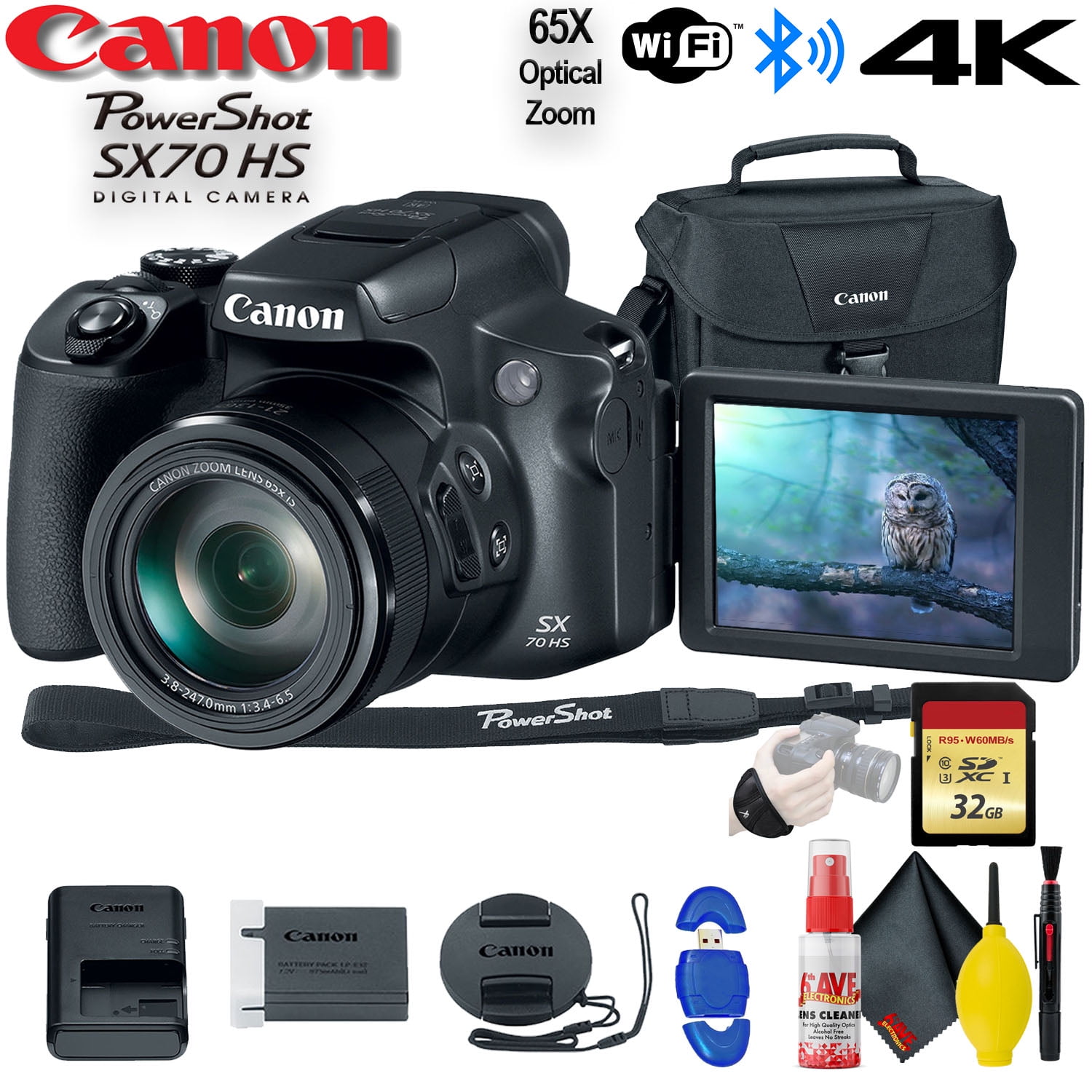 Canon PowerShot SX70 HS Digital Camera W/ 32GB Memory Card, Bag and