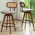 thumbnail image 5 of FOWEOAIU Bar Stools with Cane Back Fabric Upholstered Swivel 26" Counter Stool for Bar Kitchen Island Bistro , Brown (Set Of 2), 5 of 14