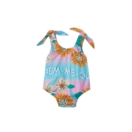 

TheFound Toddler Baby Girl Sunflower Print One-Piece Swimwear Bowknot Strap Sleeveless Tankini Swimsuit Bathing Suit