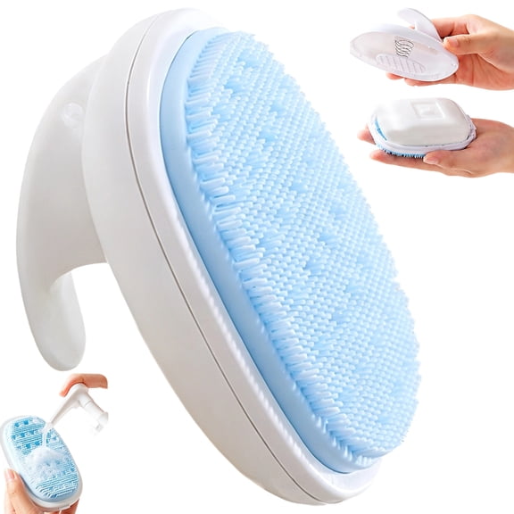 Silicone Body Scrubber, Shower Brush with Soap Holder, Quick-Dry Back Scrubber for Travel & Spa