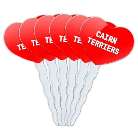 Cairn Terriers Heart Love Cupcake Picks Toppers - Set of 6