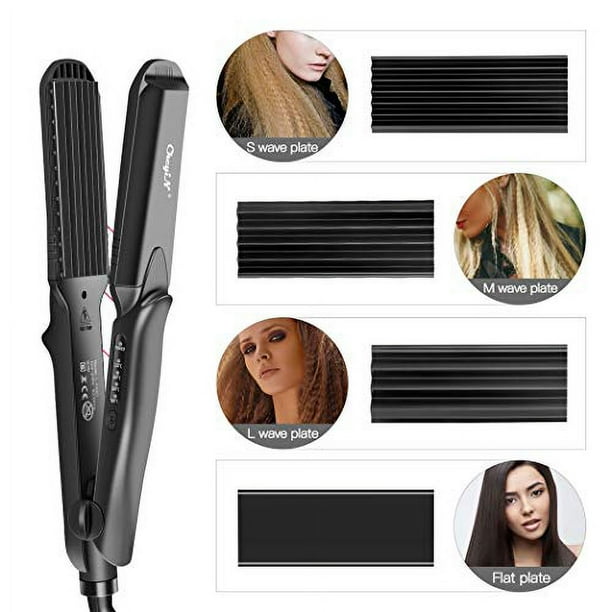 Inkint Hair Crimper Crimping Irons Hair Straightener Flat Iron With 4 Interchangeable Tourmaline Ceramic Plate Adjustable Temperature For All Hair Ty