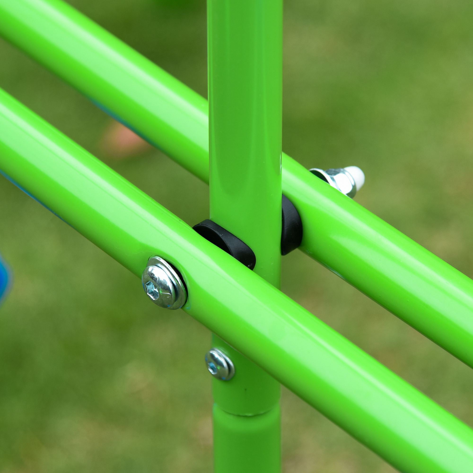 Leumius Metal Swing Set with Glider,Two Swing Seats and Adjustable Height, Outdoor Heavy Duty A-Frame Suitable for Playground,Backyard,Green