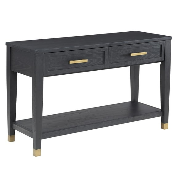Steve Silver Yves Modern 48" Wood Console Table, Rubbed Charcoal/Brushed Brass