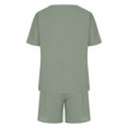 thumbnail image 6 of REORIAFEE Womens Summer Sets Outfits Workout Sets Women Casual Summer Round Neck Short Sleeve Tops Shorts Two Pieces Set Suit Army Green L, 6 of 6