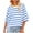 Blue, variant on Timegard Womens Tops Striped 3/4 Sleeve Round Neck Comfy Crop Top Fall Casual Loose Tops Blouse Basic Tee