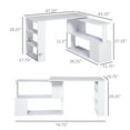 thumbnail image 3 of Office Desks L Shaped Corner Desk, 360 Degree Rotating Home Office Desk with Storage Shelves, Writing Table Workstation, White,Wooden Office Desks, 3 of 5