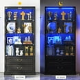 thumbnail image 4 of VKCC 66.9" Display Cabinet with LED, Glass Door Curio Showcase with Drawers, 4-Tier Storage for Collectibles, Black, 4 of 8