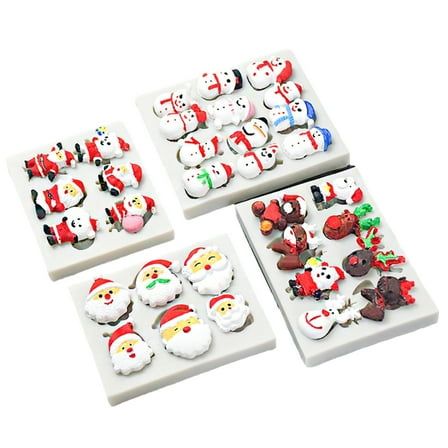 4pcs Santa Elk Snowmans Silicone Mold Christmas Baking Mold Cake Decorating Tool for Making Chocolate Fondant