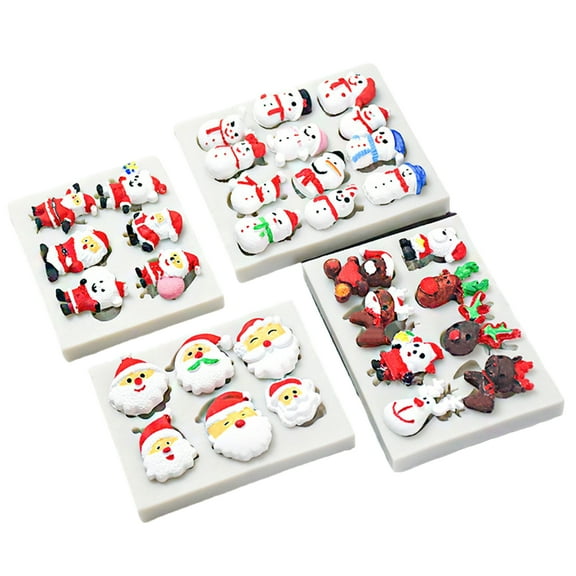 4pcs Santa Elk Snowmans Silicone Mold Christmas Baking Mold Cake Decorating Tool for Making Chocolate Fondant