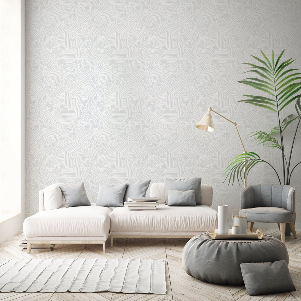 Tempaper Sketch Grey Peel and Stick Wallpaper, 20.5" x 16.5'