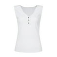 thumbnail image 4 of Blouses pour Femmes Débardeur Col en V Sans Manches Boutonné Décontracté, 4 of 6
