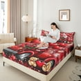 thumbnail image 4 of Feelyou Red Romantic Gnome Full Size Sheets, Anniversary Balloon Bed Sheets, 4-Piece, 4 of 7