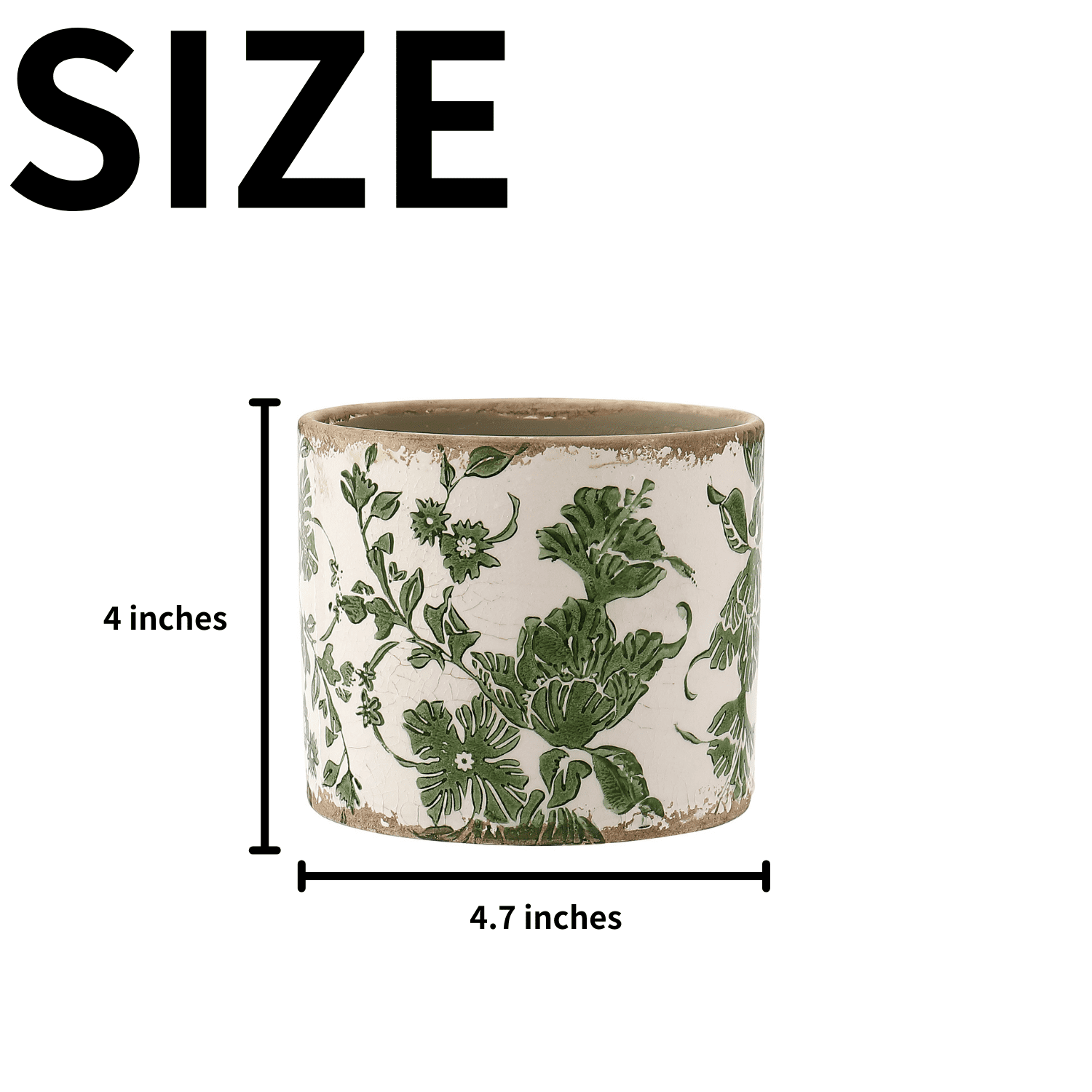Vintage Ceramic Planter with Drainage Hole – Floral Pot & Plant Vase for Indoor Greenery, Tuscan Gardening Decor, Green Ceramic Planter for Christmas & Home Decor(2 Pcs)