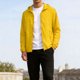 thumbnail image 5 of Mens Tops Manga Larga Color Sólido Bolsillo con Cremallera Al Aire Libre con Capucha Ropa Exterior Casual Poliéster Moda Blusa de Manga Corta, 5 of 9