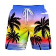 thumbnail image 4 of Mens Beach Shorts Men's Hawaiian Print Casual Beach Shorts Four Way Stretch Hem 5 Pocket Lightweight Summer Blue S, 4 of 4